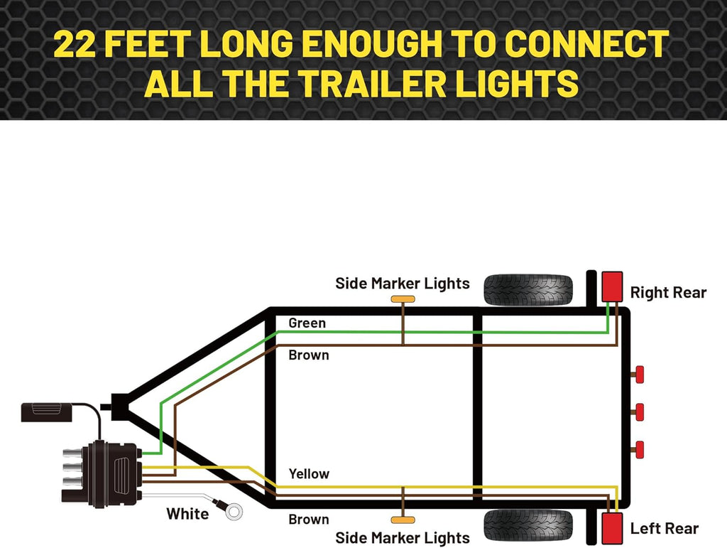 Oyviny 4 Pin 5 Wire Trailer Wiring Harness 22FT for Taillights S29494