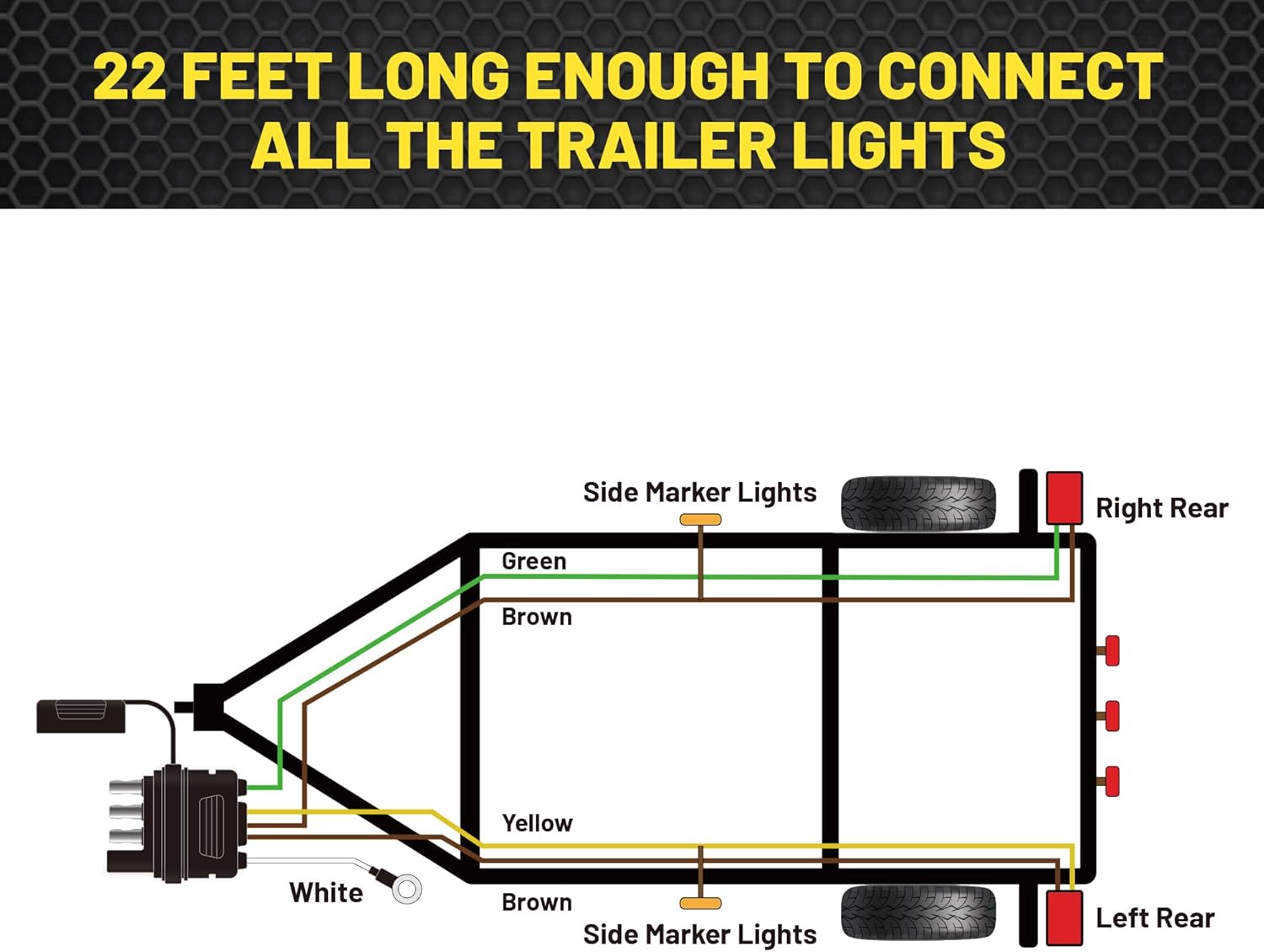 Oyviny 4 Pin 5 Wire Trailer Wiring Harness 22FT for Taillights S29494