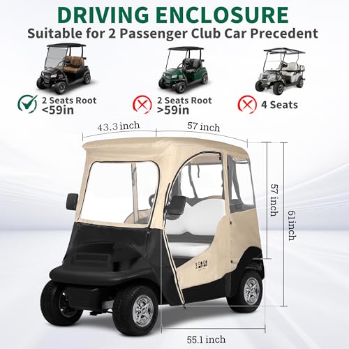 10L0L Golf Cart Enclosure for 2 Passenger Club Car Precedent Waterproof Transparent Q9761