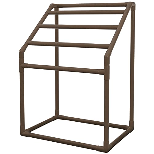 VEVOR Pool Towel Rack, 5 Bar, Brown, Freestanding Outdoor PVC, with Towel Clips and Mesh Bag X972199