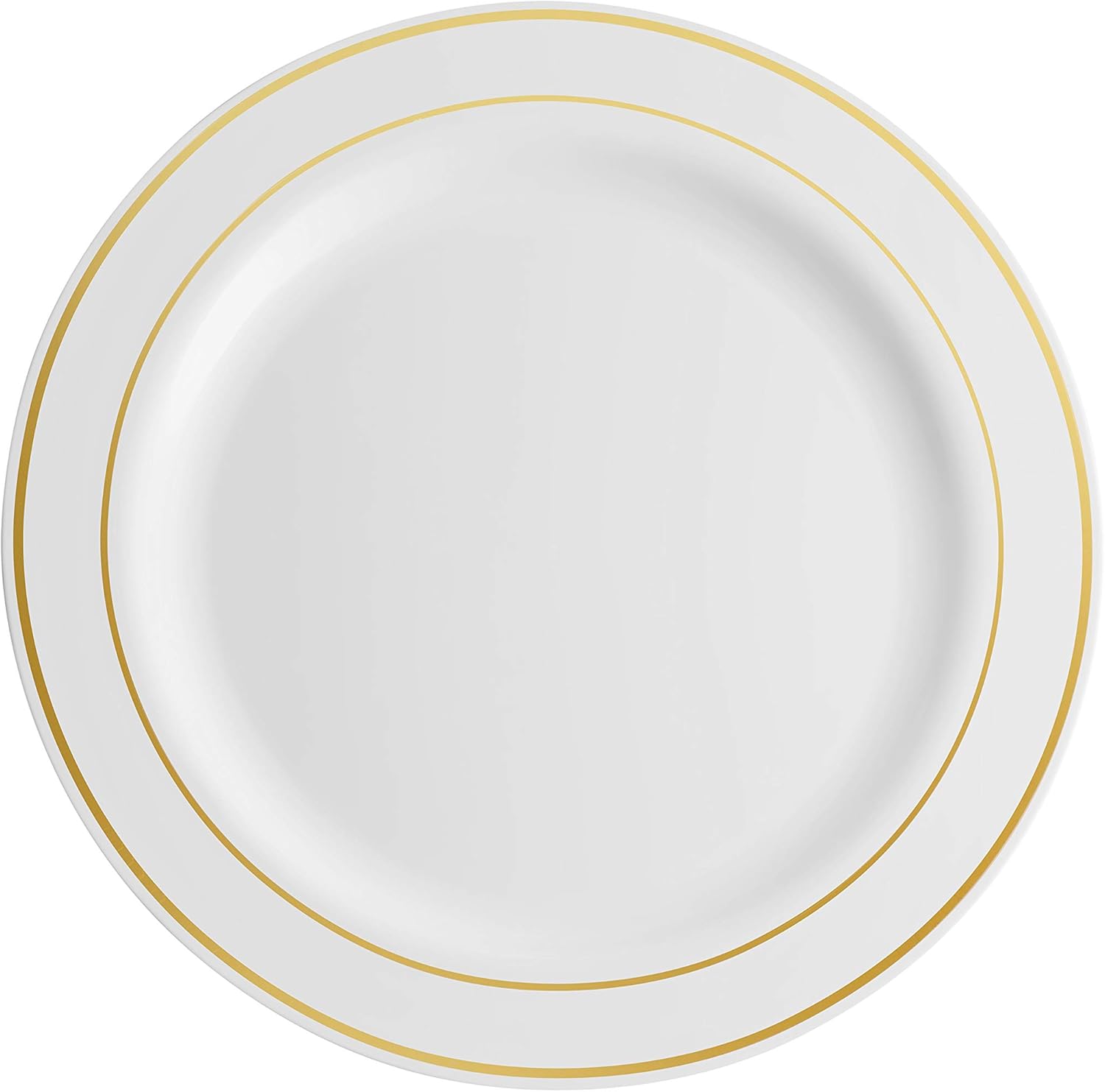 Munfix 100 Piece Plastic Party Plates White Gold Rim, 10.25 Inch Dinner and 7.5 Inch Dessert Plates G138110