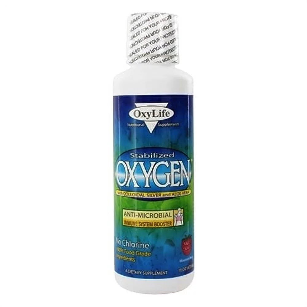 OxyLife Stabilized Oxygen With Colloidal Silver and Aloe Vera, Mountain Berry, 16 Oz, 3 Pack