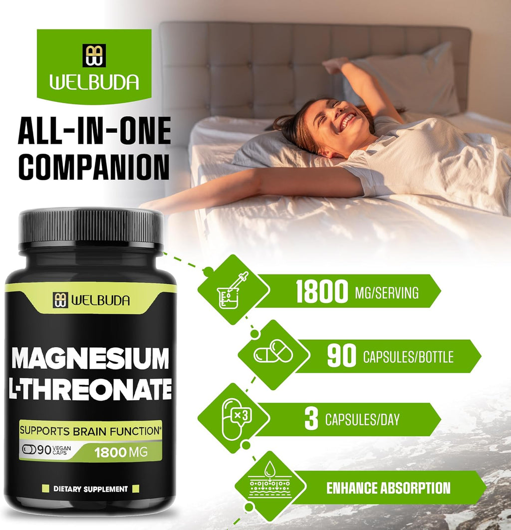 Magnesium L-Threonate Capsules 1800mg, 90 Count P5772