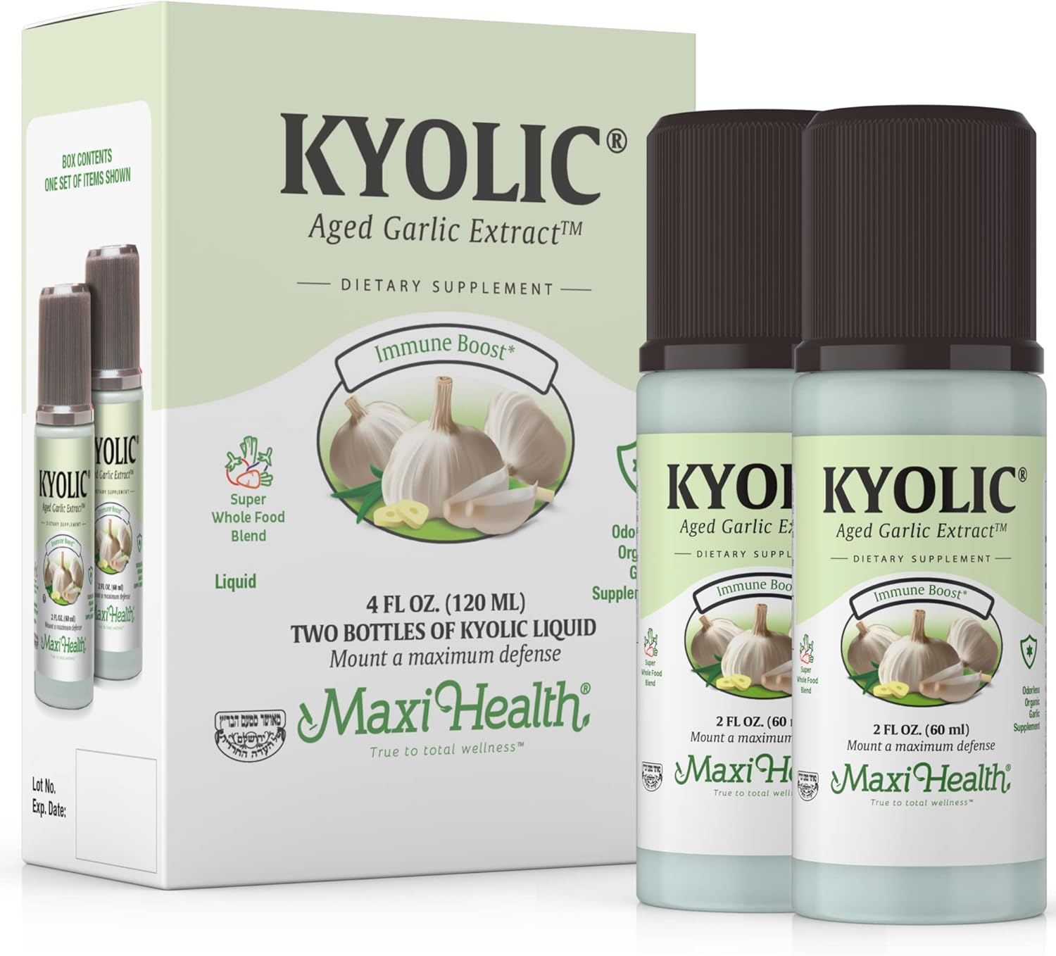 Kyolic Aged Garlic Extract Liquid - Odorless Organic Garlic Supplements, 2 Pack Y66728