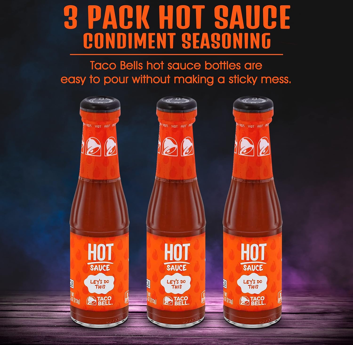 NOSH PACK Taco Bill Hot Sauce Bottle, 3 Pack, 7.5 oz Each S61919