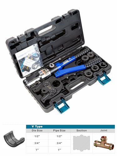 AMZCNC Copper Tube Crimping Tool with 1/2, 3/4, 1 inch Jaw G665534