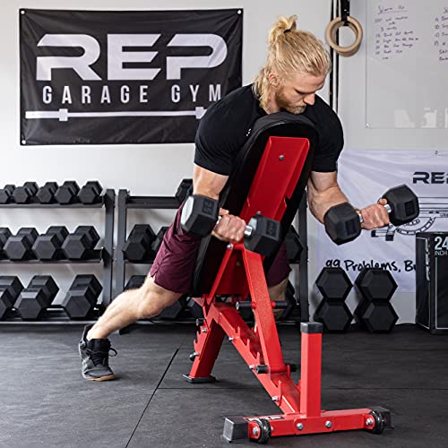 Rep Rubber Hex Dumbbell Set with Rack, 5-100 LB, Black N183992