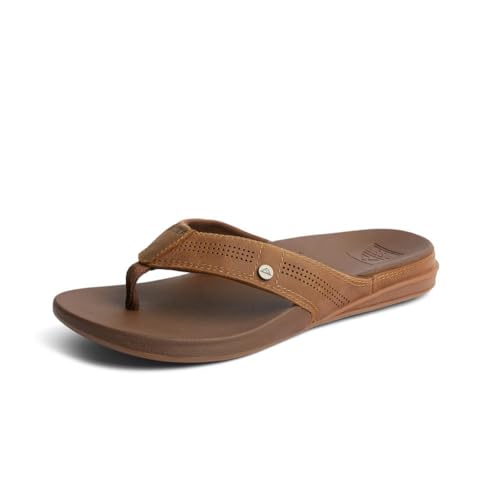 REEF Cushion Lux Men's Flip Flop, Ultra Soft Cushion Footbed, Full Grain Leather Strap
