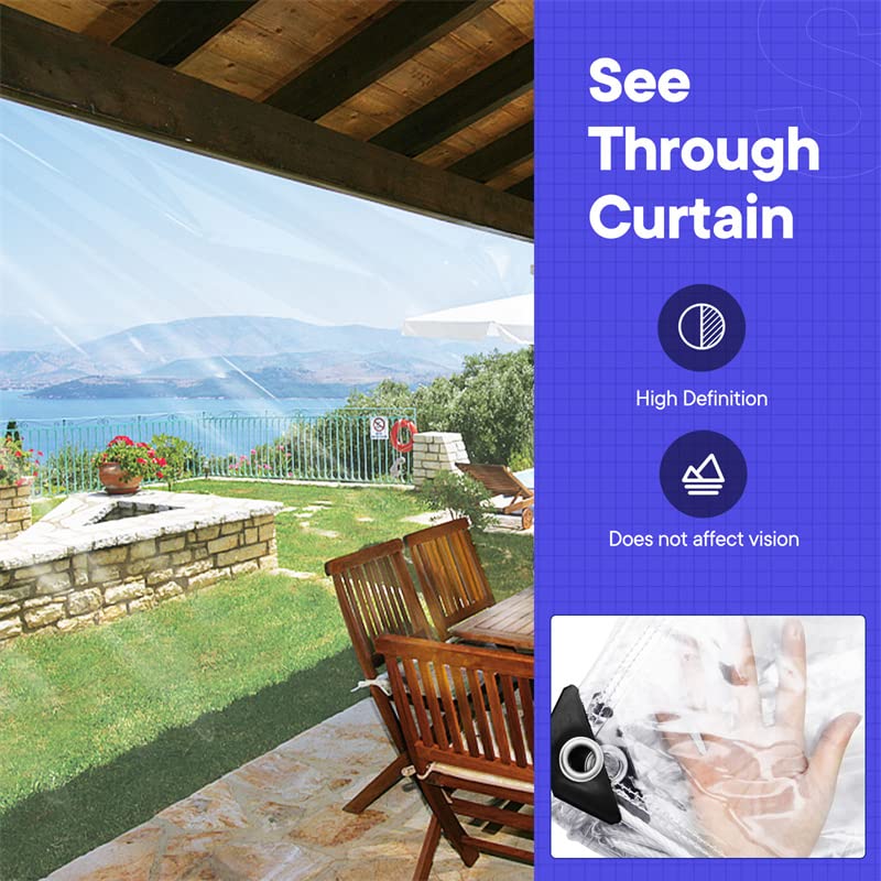 Outdoor Clear Vinyl Tarp 20 Mil 8x8 FT Waterproof with Metal Grommets P342