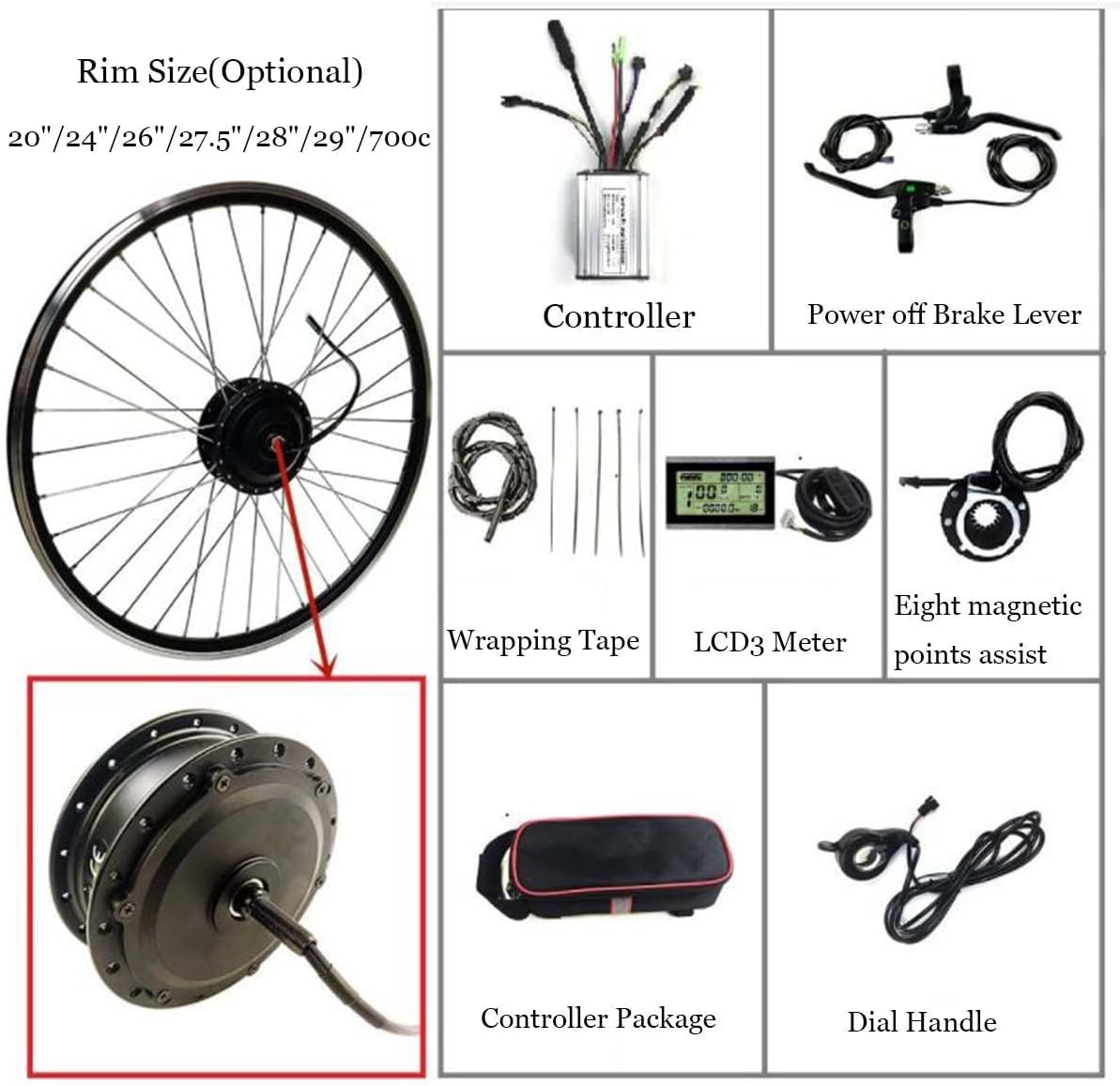 Ebike Conversion Kit Front Wheel Electric Bicycle Motor with LCD3 Display Z59965