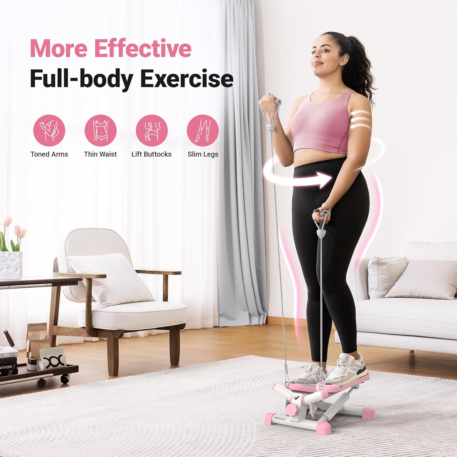 MERACH Mini Stepper with Resistance Bands, 330LBS Capacity E1033