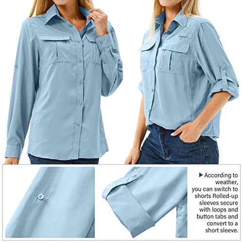 Women's UPF 50 Long Sleeve Sun Protection Safari Shirt A9691