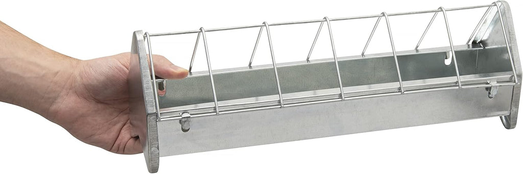 Galvanized Metal Chicken Feeder Trough 15" with Anti Roosting Guard G2347