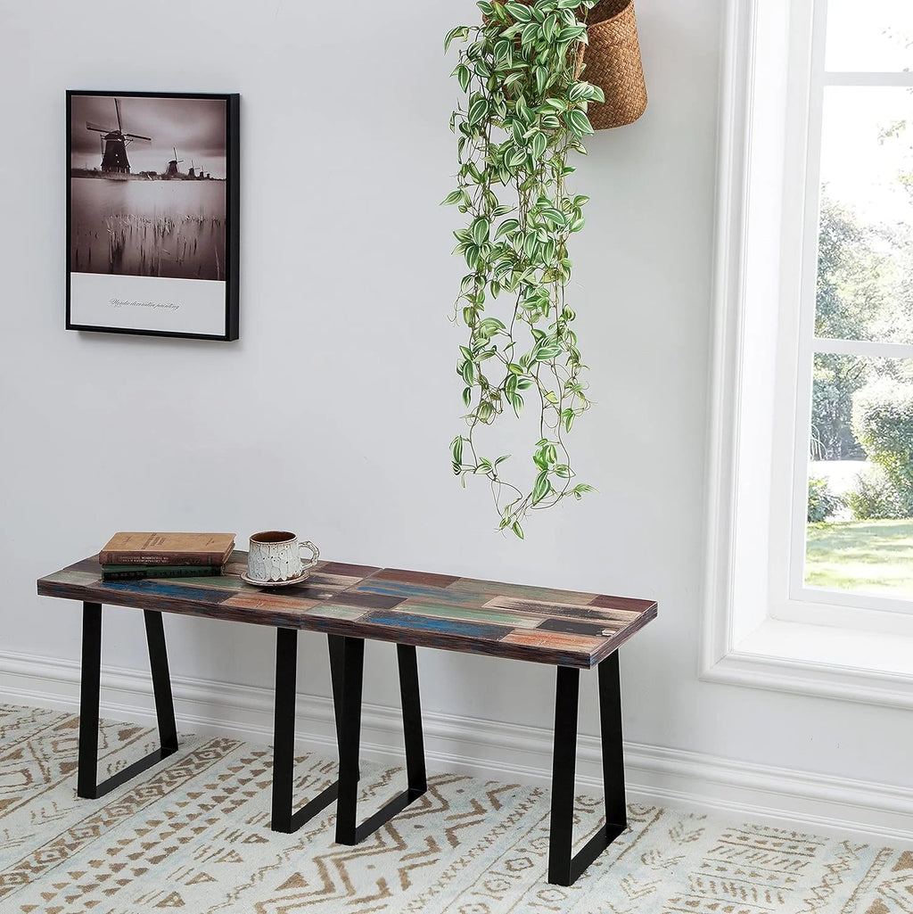 Reclaimed Wood End Table with Flat Iron Legs T471