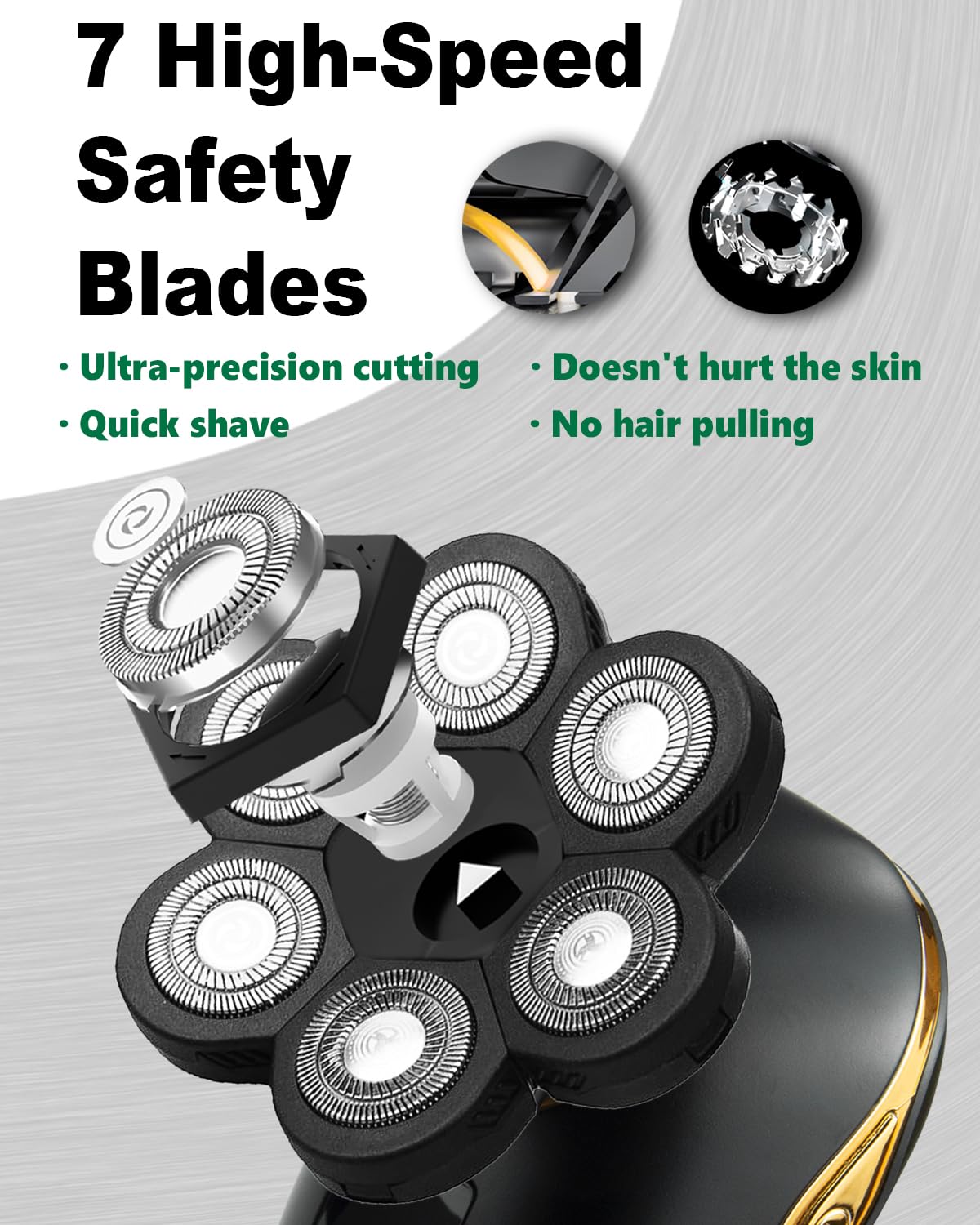 Amble 5-in-1 Electric Shaver for Bald Men Head, Waterproof Rotary Razor Kit P351853