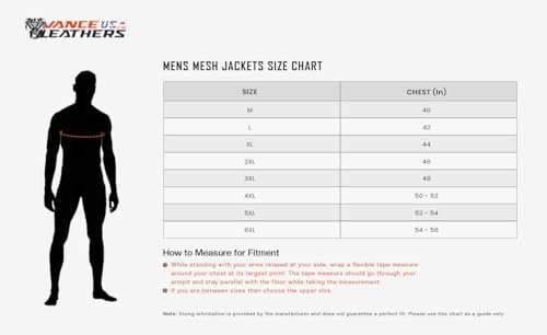 Vance Leather Men's Reflective Mesh Motorcycle Jacket with CE Armor H421370