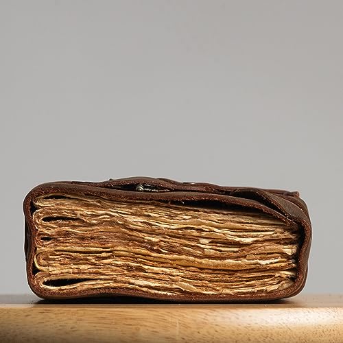 LEATHER VILLAGE Leather Bound Vintage Journal - 7"X5" Rustic Mocha Brown, 200 Pages Watercolor Paper T65113