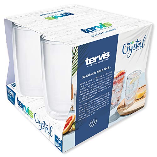 Tervis Crystal Clear Double Walled Insulated Tumbler Travel Cup, 16oz, 4pk, Made in USA U688