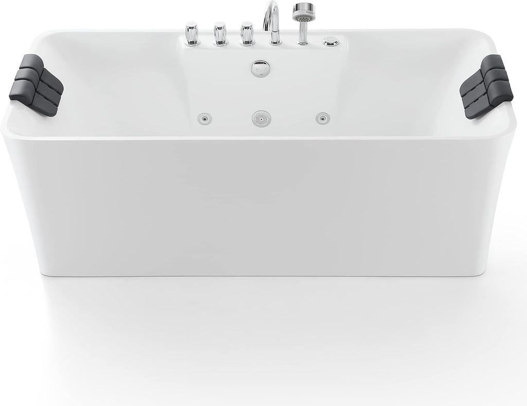 Empava 67 Inch Freestanding Whirlpool Bathtub with 8 Jets, White H67632