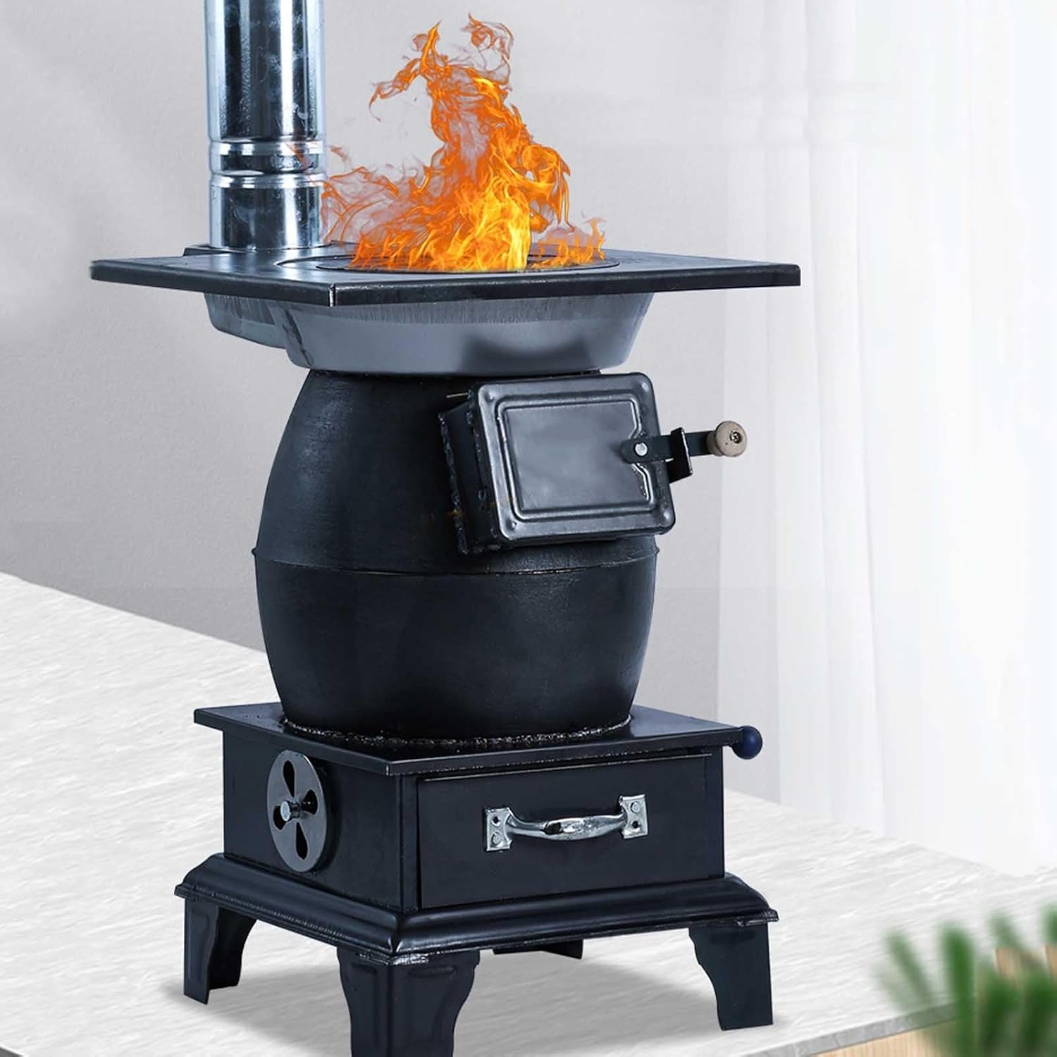 Outdoor Wood Burning Stove, Camping Wood Stove, Hot Tent Stove with Sectional Chimney Pipes, for Tent, Shelter, Hiking, Fishing, Heating and Cooking