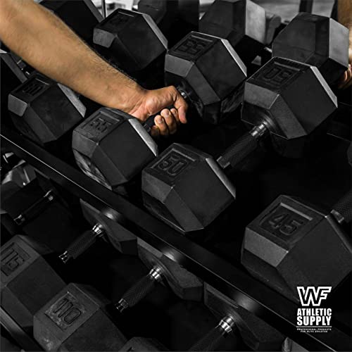 WF Athletic Supply Rubber Encased Hex Dumbbells with Contoured Grip F951334