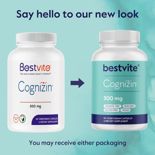 BESTVITE Cognizin Citicoline 500mg, 120 Vegetarian Capsules, Vegan, Non-GMO T835