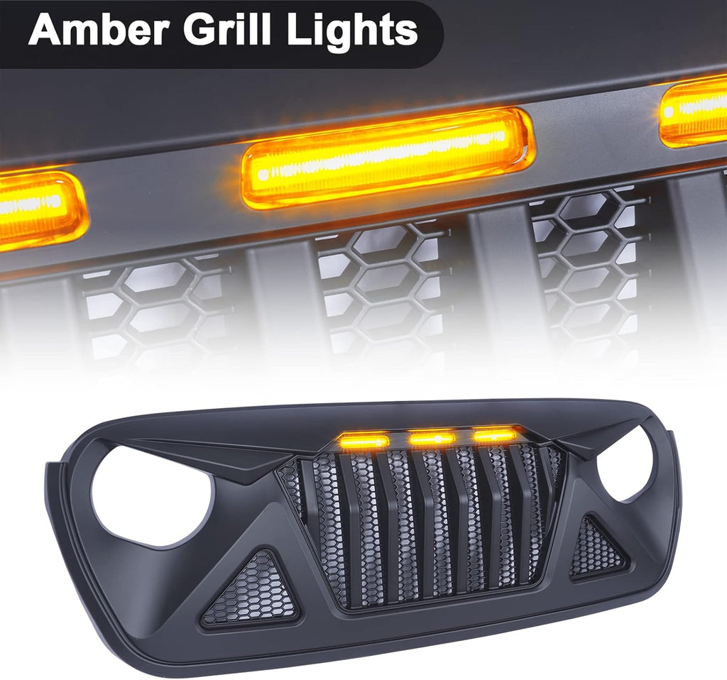 Front Grille with Amber LED Lights for Jeep Wrangler JL & Gladiator JT W755173