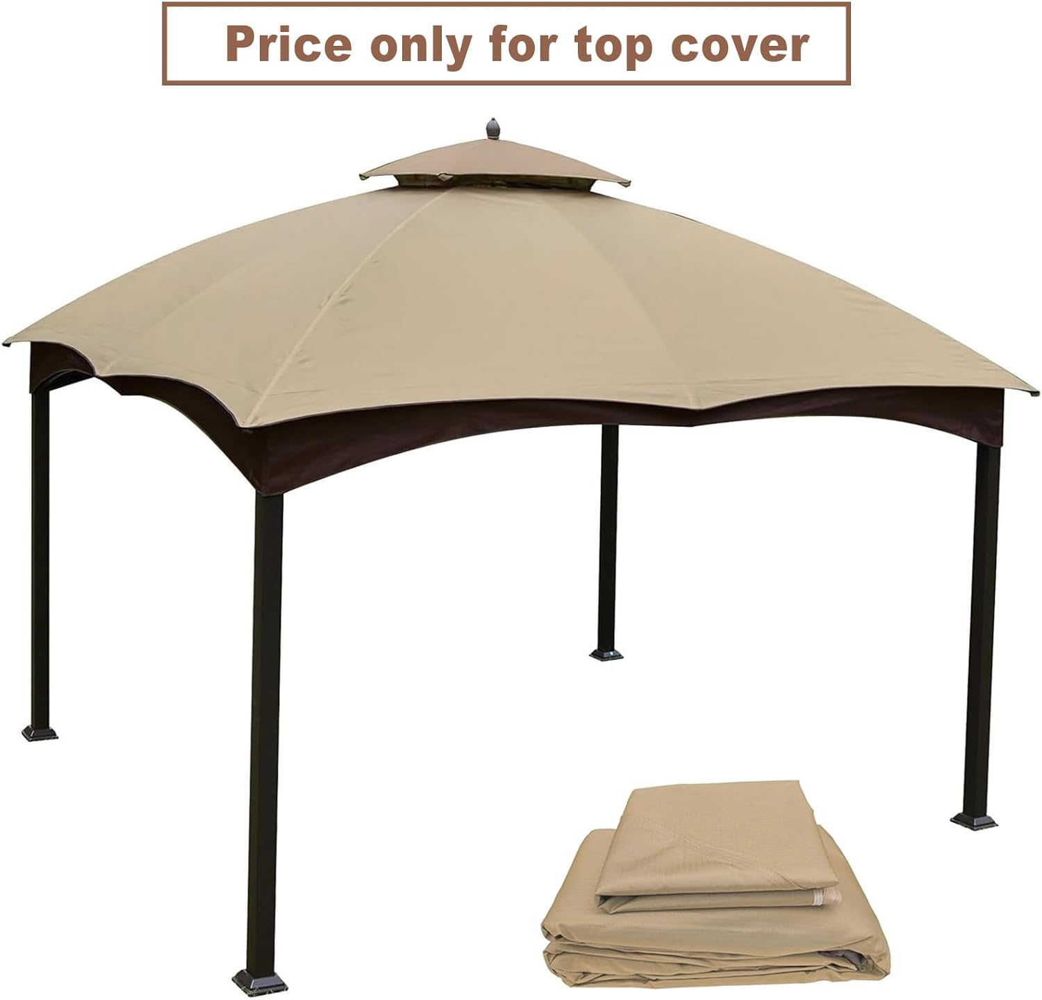 10x12 Ft Outdoor Patio Gazebo Replacement Canopy, Double Tiered Roof Cover Only B4828