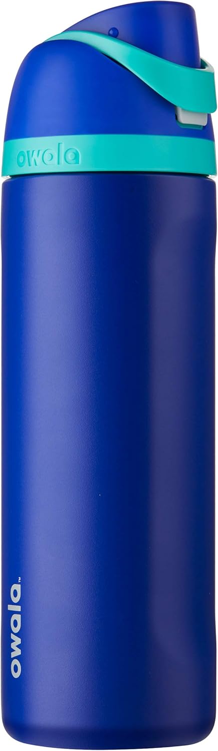 Owala FreeSip Insulated Stainless Steel Water Bottle with Straw for Sports and Travel, BPA-Free, 24-Ounce, Smooshed Blueberry