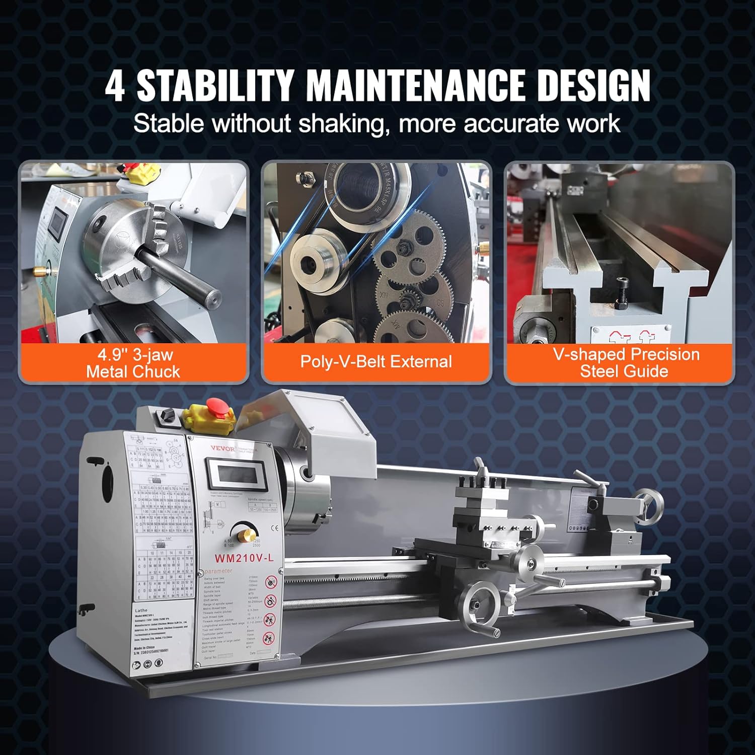 VEVOR Metal Lathe Machine, 8.3" x 29.5", 750W Benchtop Power Lathe N5185