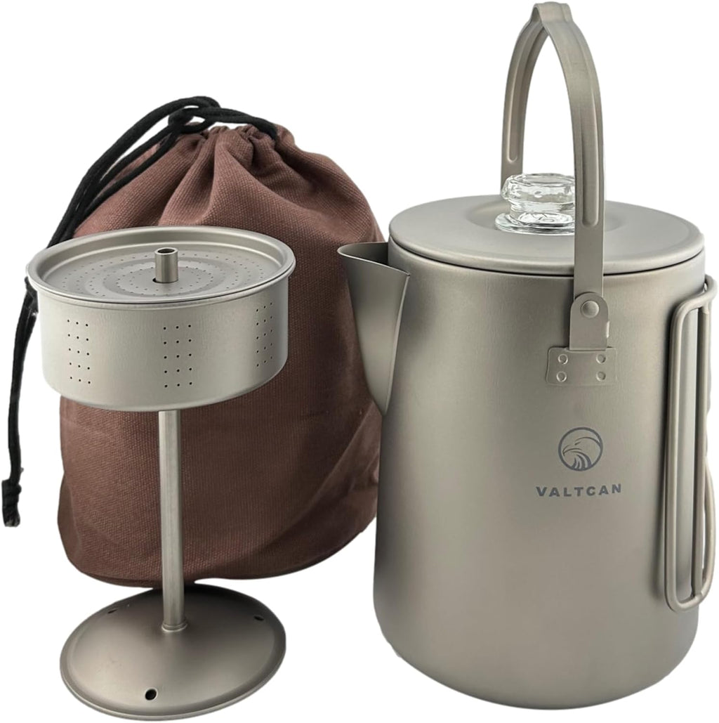 Valtcan Titanium Percolator Coffee Maker 1.5L Camping Kettle N5089