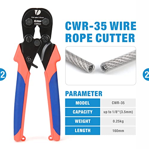 iCrimp Swaging Tool for Wire Rope Crimping, Aluminum Copper Sleeves and Ferrules, with Built-in Cable Cutter V3331