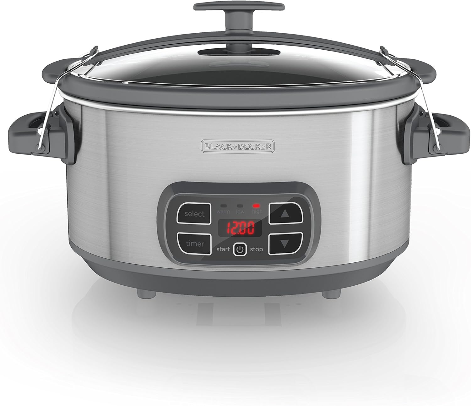 BLACK+DECKER SCD1007 7-Qt Locking Lid Digital Slow Cooker, Silver