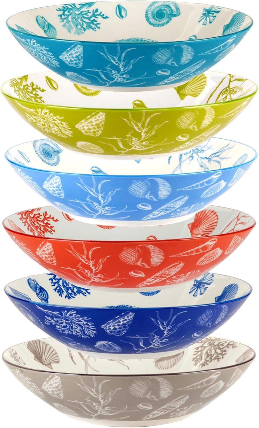 Certified International Seaside 9.25" Pasta Bowls, Set of 6, Multicolor B976