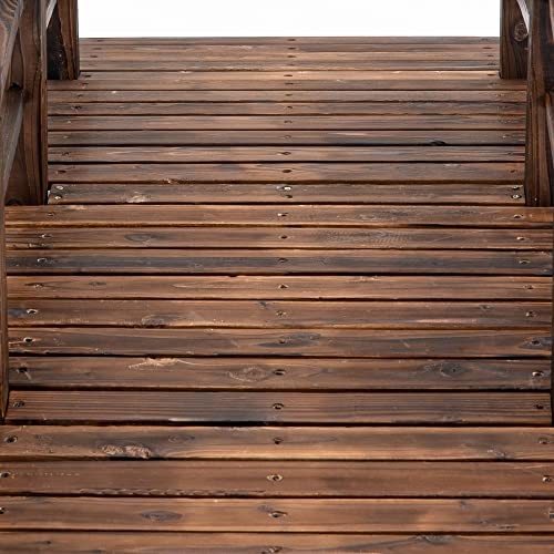 Outsunny Fir Wood Garden Bridge Arc Walkway with Side Railings E4176