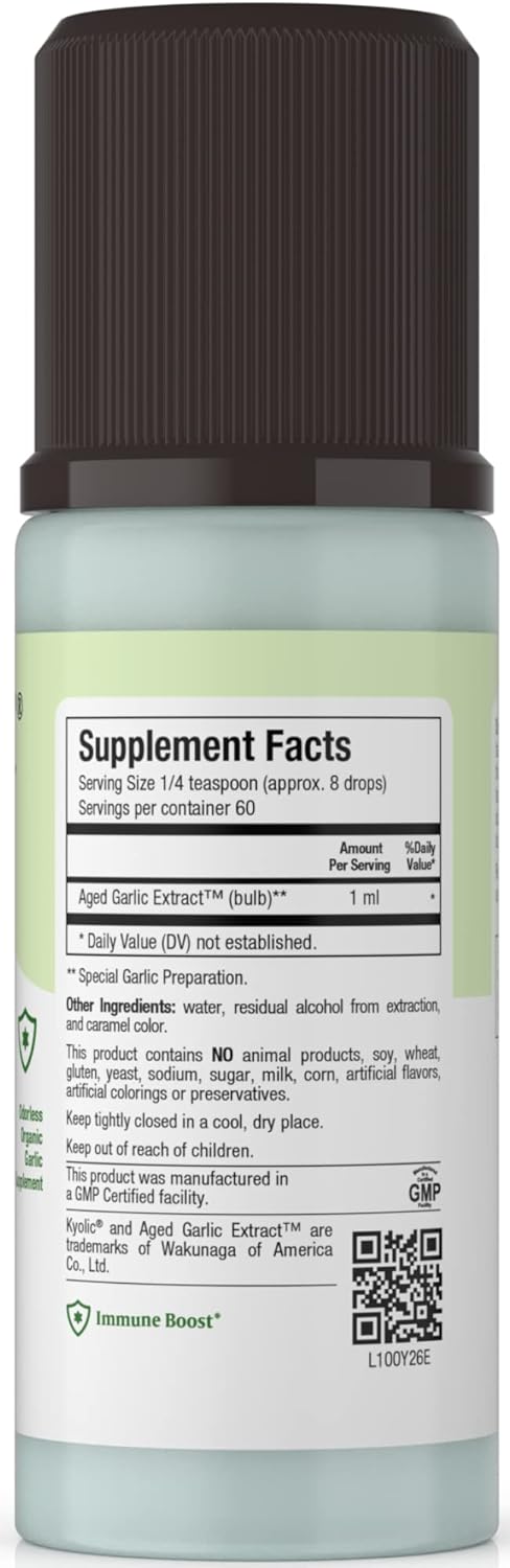 Kyolic Aged Garlic Extract Liquid - Odorless Organic Garlic Supplements, 2 Pack Y66728
