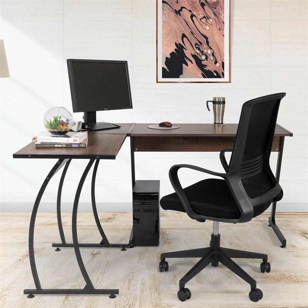 Living Essentials Ethan L-Shaped Corner Computer Desk Aged Oak K762
