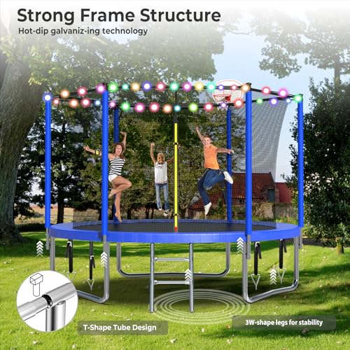 16FT Trampoline with Enclosure and Basketball Hoop for Kids and Adults M222