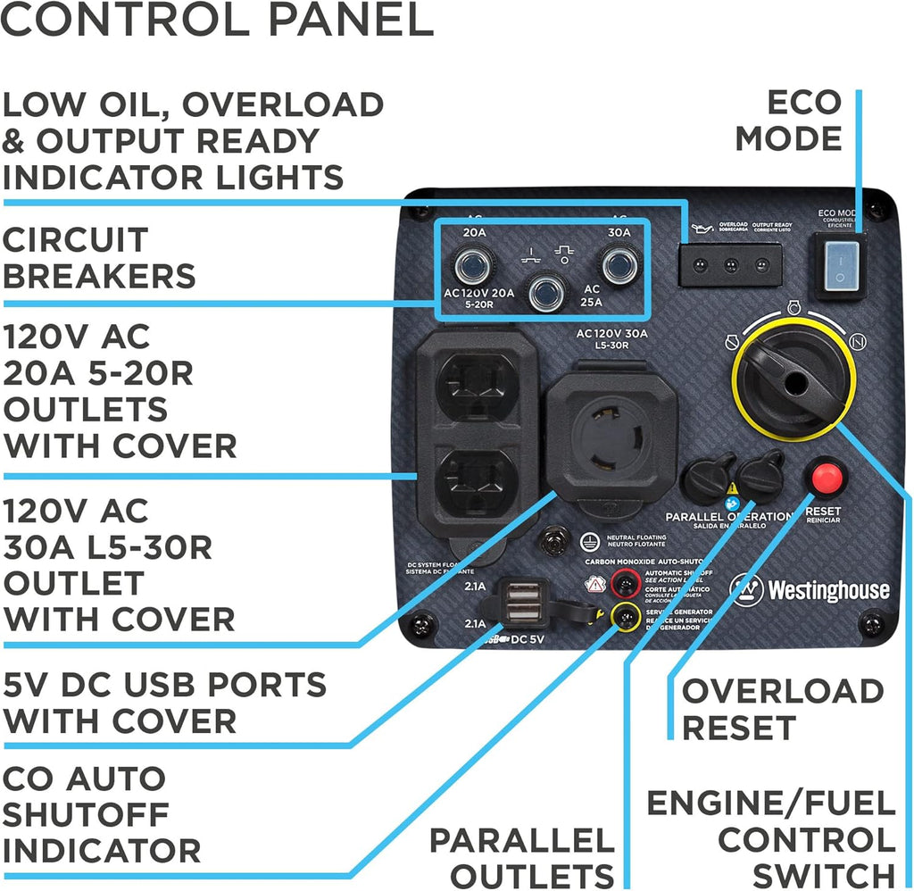 Westinghouse 3700 Peak Watt Super Quiet Portable Inverter Generator with Wheel & Handle Kit B1085