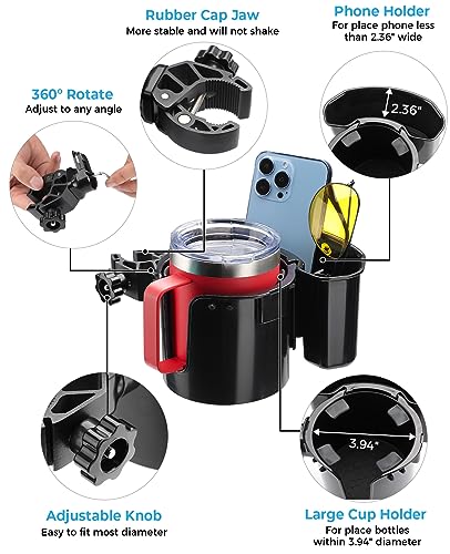 JOYTUTUS Wheelchair Cup Holder with Storage Box for Walker, Rollator, Stroller F57634