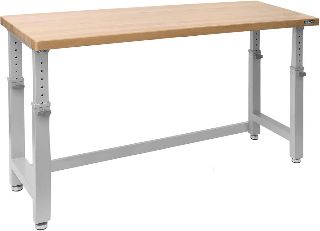 Seville Classics Heavy-Duty Wood Top Workbench Height Adjustable Desk, 72", Granite Grey