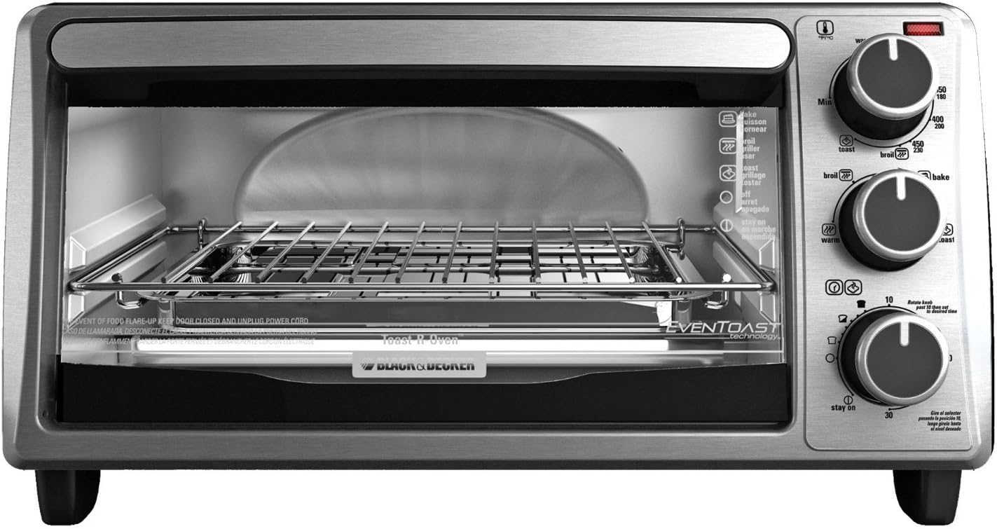 BLACK+DECKER 4 Slice Toaster Oven, Stainless Steel R764065