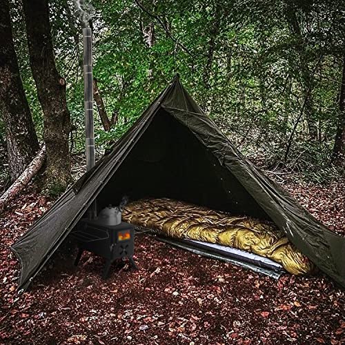Vikiullf Camping Wood Stove Portable Tent Stove with Pipe Q48244