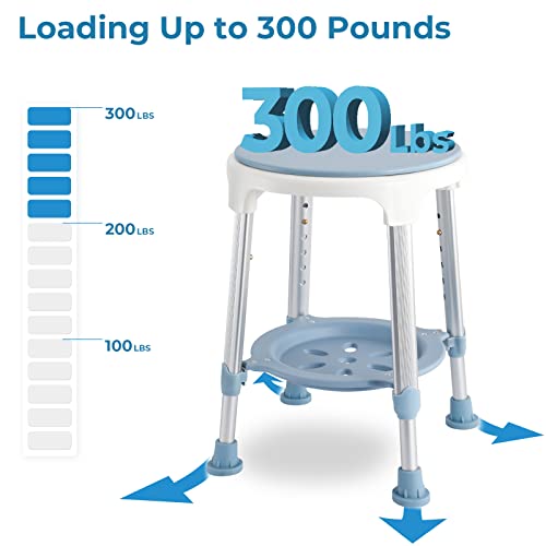 Swivel Shower Stool for Seniors, Adjustable Round Bath Seat, 350LB Capacity D3131