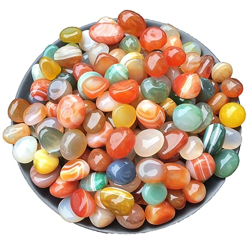 100 Pcs Mixed Agate Stone Tumbled Stones, Natural Bulk Assorted Tumbled Polished Stones Healing Crystal Set, Succulents Bedding, Vase Filler, Landscape Bottom Decoration - Stone Size About 10MM-15 MM