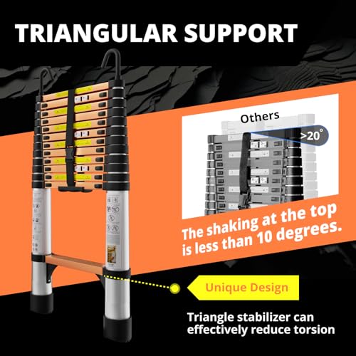 EvaStar 26.2FT Telescoping Aluminum Ladder with Stabilizer Bar & Wheels N670