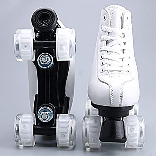 Classic White Roller Skates Unisex Double Row 4 Wheels Quad PU Leather M509