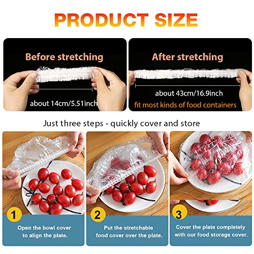 200PCS Reusable Elastic Plastic Bowl Covers for Food Storage E266726