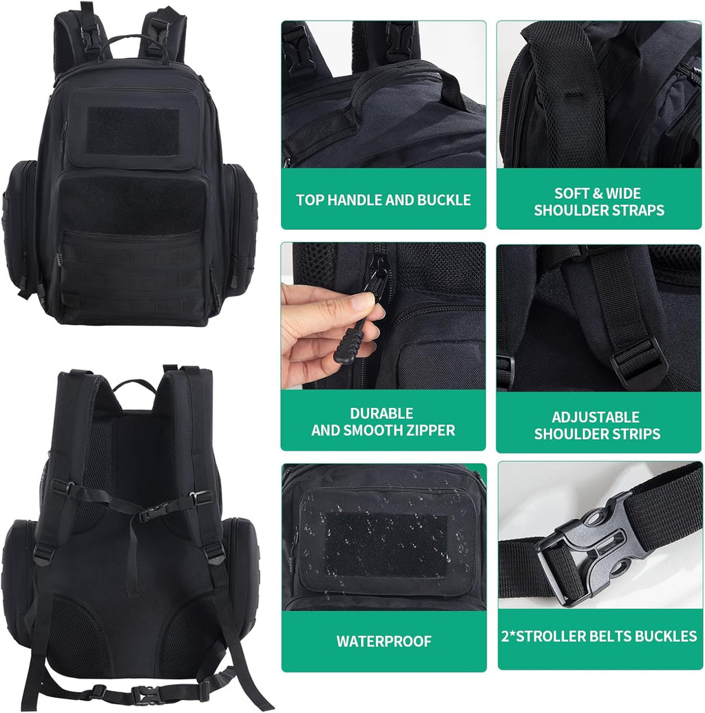 Tactical Diaper Bag Backpack for Dad with Changing Station, Black V2896