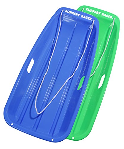 Downhill Sprinter Flexible Kids Toddler Plastic Cold-Resistant Toboggan Snow Sled with Pull Rope and Handles -35 Inch- (2 Pack)